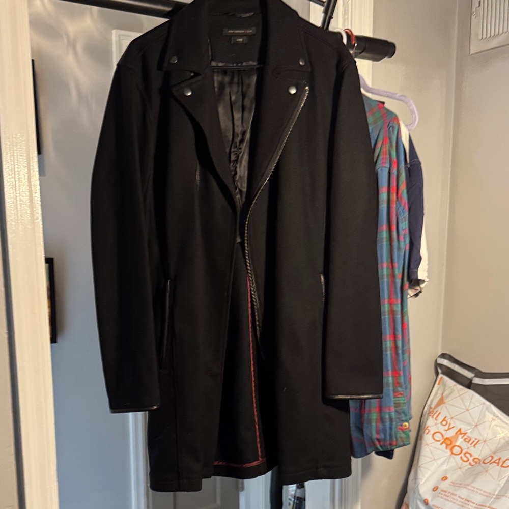 John Varvatos Black Trench Coat